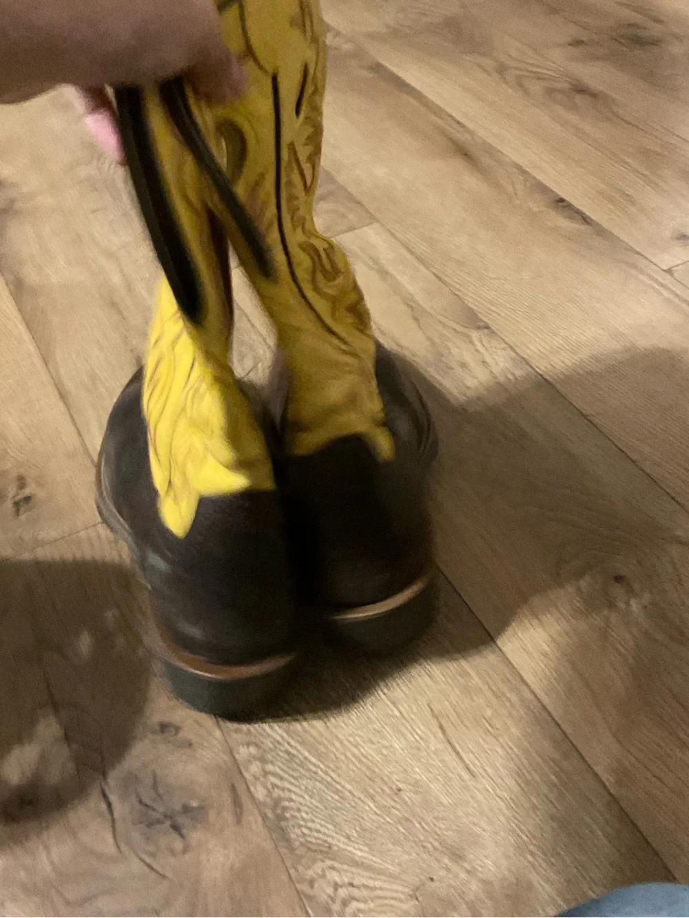 Ariat Brown Leather Western Boots with Yellow Shaft